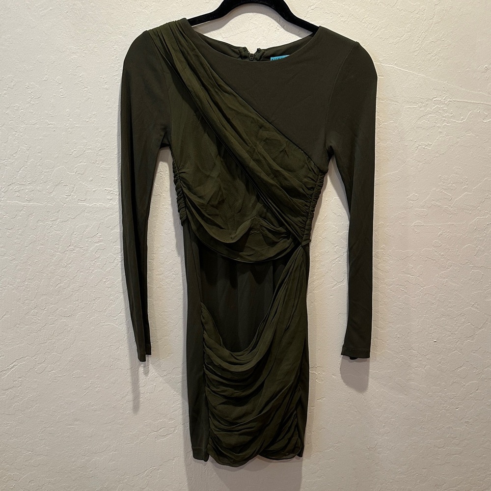 Alice + Olivia Olive Long Sleeve Mini Goddess Dress